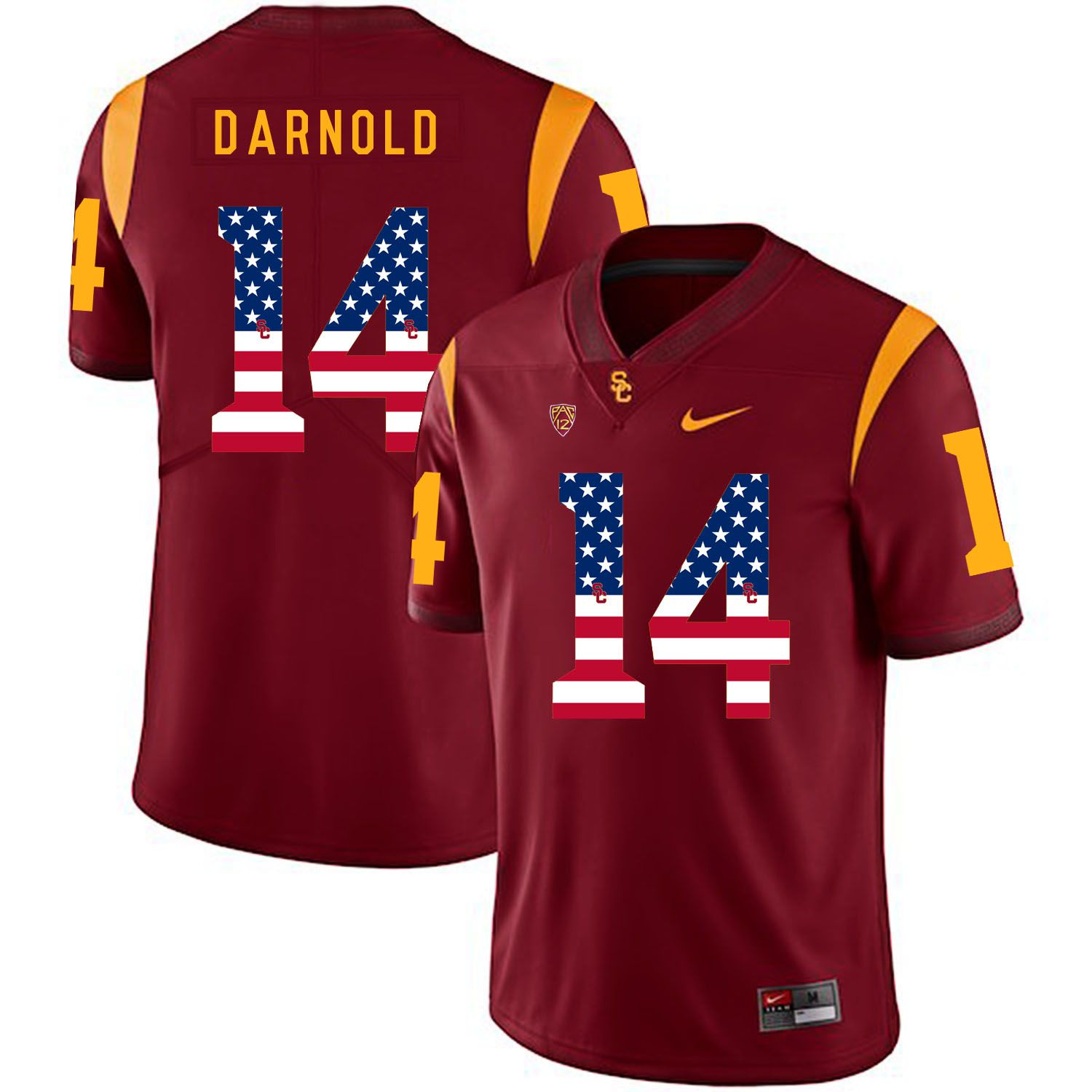 Men USC Trojans #14 Darnold Red Flag Customized NCAA Jerseys